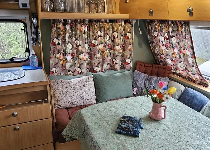 캠프장 Caravan Met Voortent En Bijzettentje 페턴